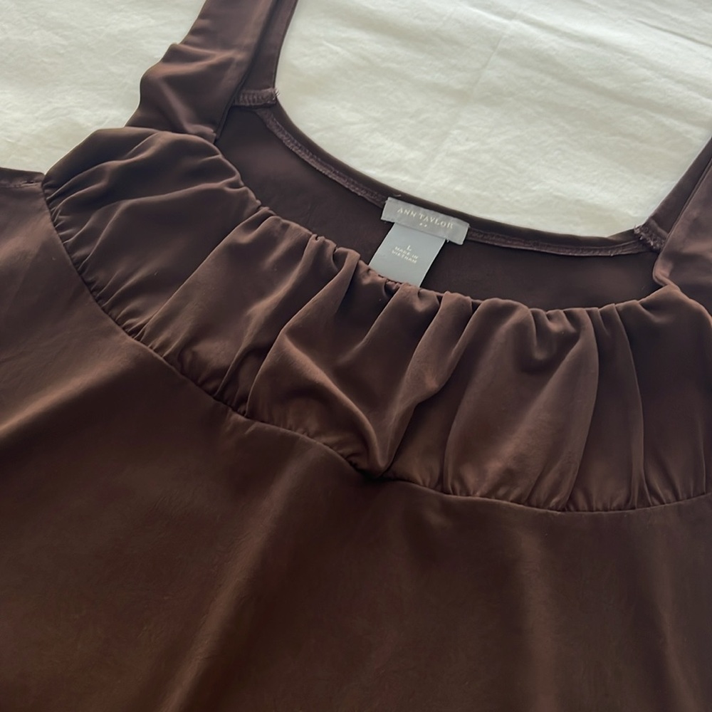 Ann Taylor Brown Ruffle Top - Picture 6 of 6
